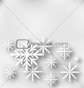 Christmas greeting card with paper snowflakes