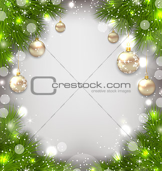 Christmas winter background with glass balls