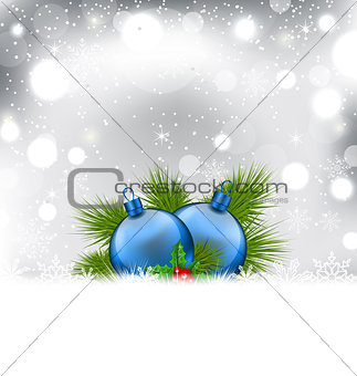 Christmas winter background with glass balls