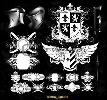 set of medieval heraldry