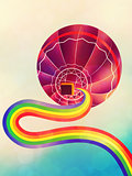 Air balloon with rainbow