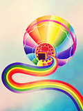 Air balloon with rainbow