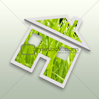Conceptual green grass house 