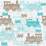 Seamless background with the steam locomotives.