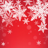 Christmas snowflakes on red background.