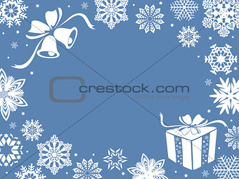 Christmas greeting card in blue shades