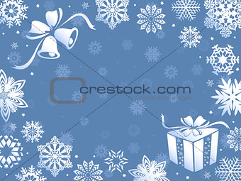 Christmas greeting card in blue hues