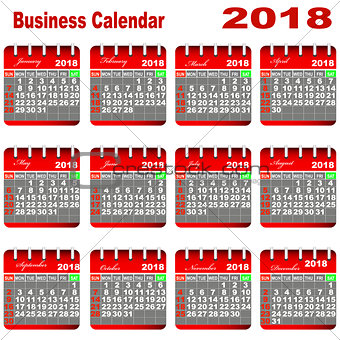 Business Calendar 2018.