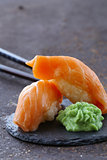 sushi with salmon - traditional Japanese food