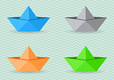 Paper origami boats