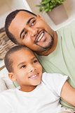 Happy African American Father Son Family
