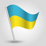 vector 3d waving ukrainian flag on pole - national symbol of Ukraine