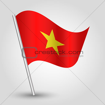 vector 3d waving vietnamese flag on pole - national symbol of Vietnam