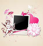 Background with photo and Cupid