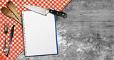 Empty Notebook on Wooden Background