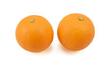 Two whole ripe oranges
