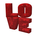 three-dimensional inscription LOVE