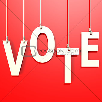 Vote word in red background