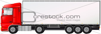 isolated red truck on white background