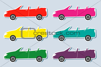 set of colorful sport cabriolet