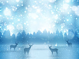 Winter landscape with deer