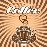 retro poster with cup of coffee and curlicues