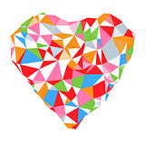 Bright heart in colored on white background geometric