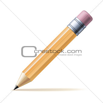 Detailed yellow pencil isolated on white background.