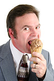 Businessman Enjoying Ice Cream Cone