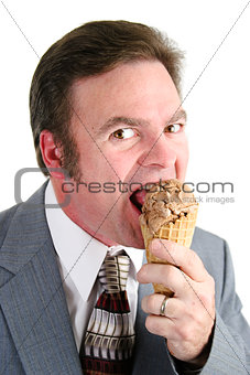 Businessman Enjoying Ice Cream Cone