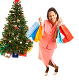 Excited African-American Christmas Shopper