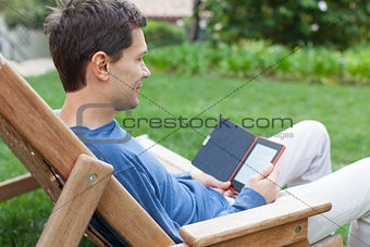 relaxing man reading