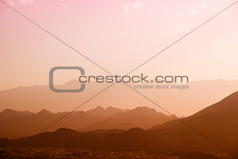 Sunset mountains Oman