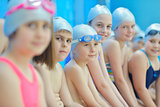 children group  at swimming pool