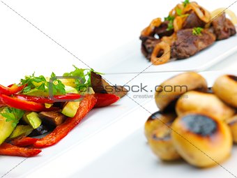 grilled fresh meat and vegetables