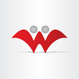 letter w abstract people design