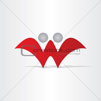 letter w abstract people design