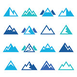 Mountain vector blue icons set