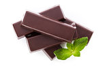 Chocolate bar with mint isolated over white.
