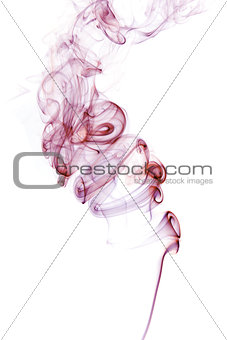 Red and purple smoke isolated on white.
