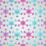 Vector Seamless Pattern with Watercolor Snowflakes