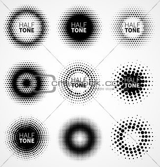Set of abstract halftone design elements