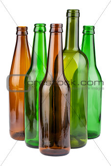 Empty bottles without labels