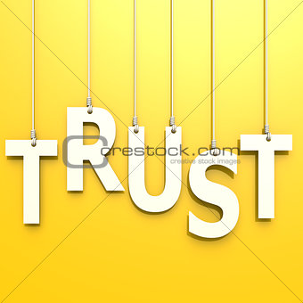 Trust word in yellow background
