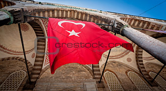 Turkish Flag at Blue Mosque in Istanbul