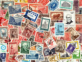 Background of old Argentinian postage stamps
