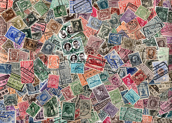 Background of old Belgian postage stamps