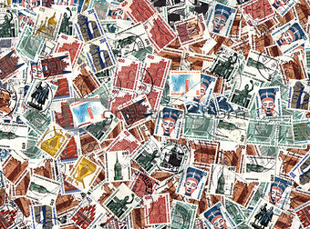 Background of German postage stamps