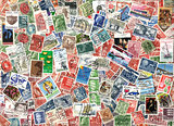 Background of old Danish postage stamps