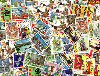 Background of Ghanaian postage stamps
